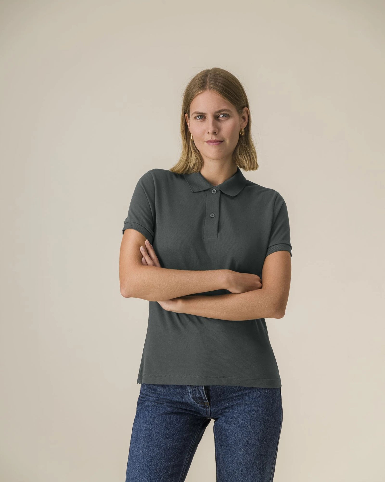 Polo damskie z bawełny organicznej Stanley/Stella Coaster z nadrukiem - Antracytowy