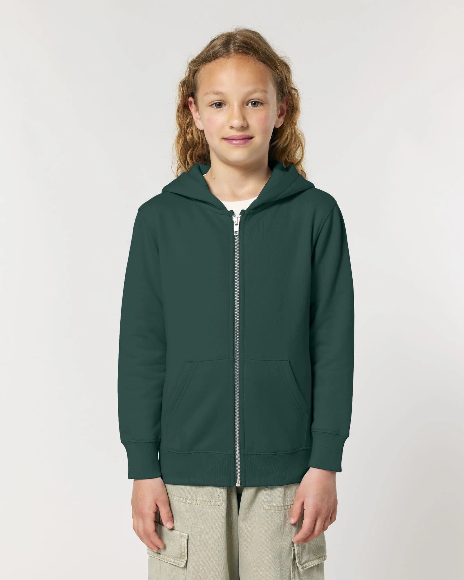 Bluza z kapturem dziecięca rozpinana Stanley/Stella Mini Cultivator z nadrukiem - Szkliwiona zieleń