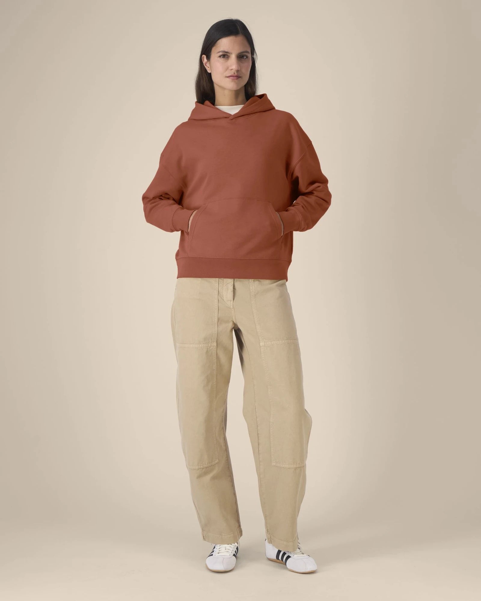 Bluza z kapturem unisex z bawełny organicznej Stanley/Stella z nadrukiem - Klasyczny brąz