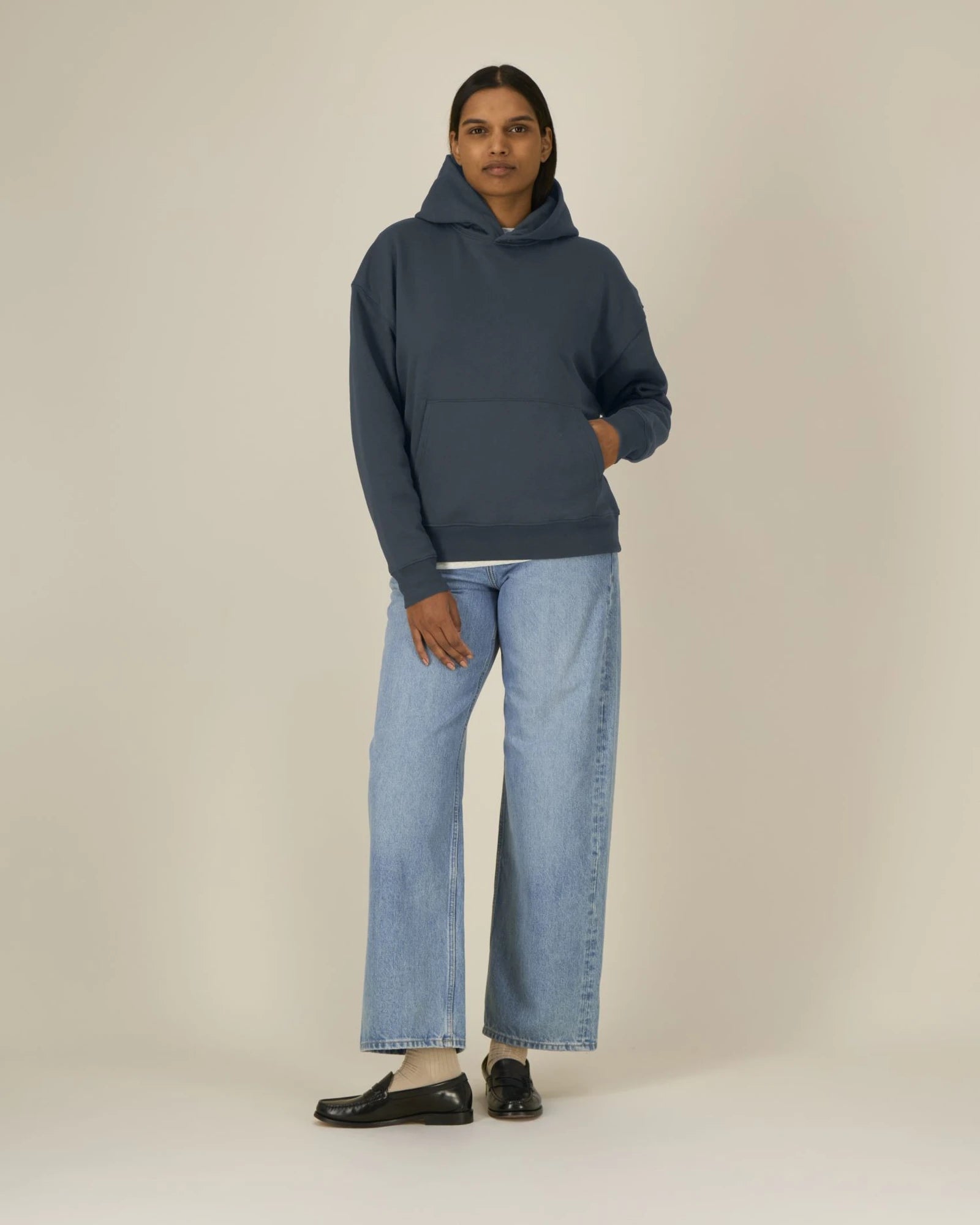 Bluza z kapturem unisex z bawełny organicznej Stanley/Stella z nadrukiem - Atramentowa szarość