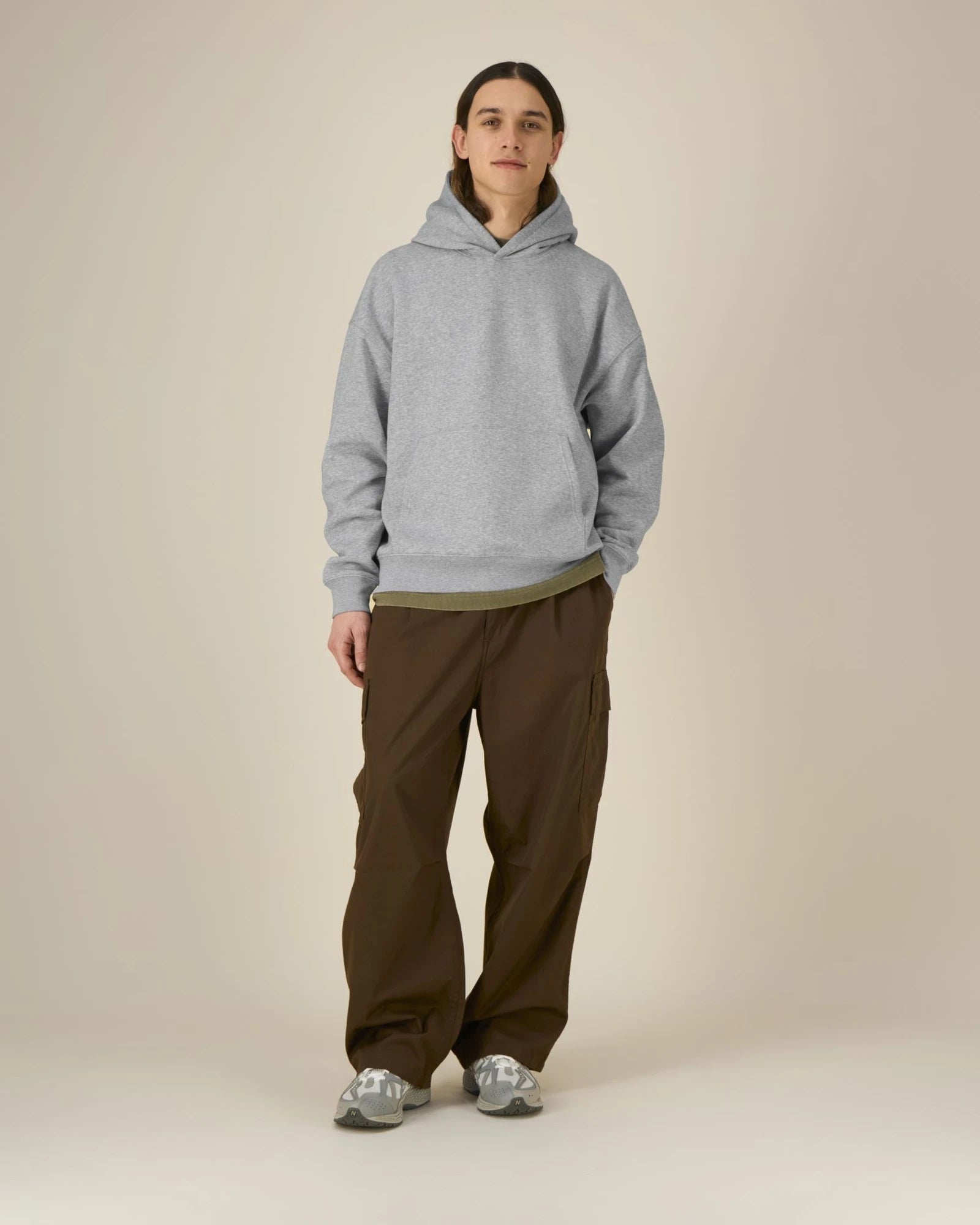 Bluza z kapturem unisex z bawełny organicznej Stanley/Stella z nadrukiem - Szary melanż