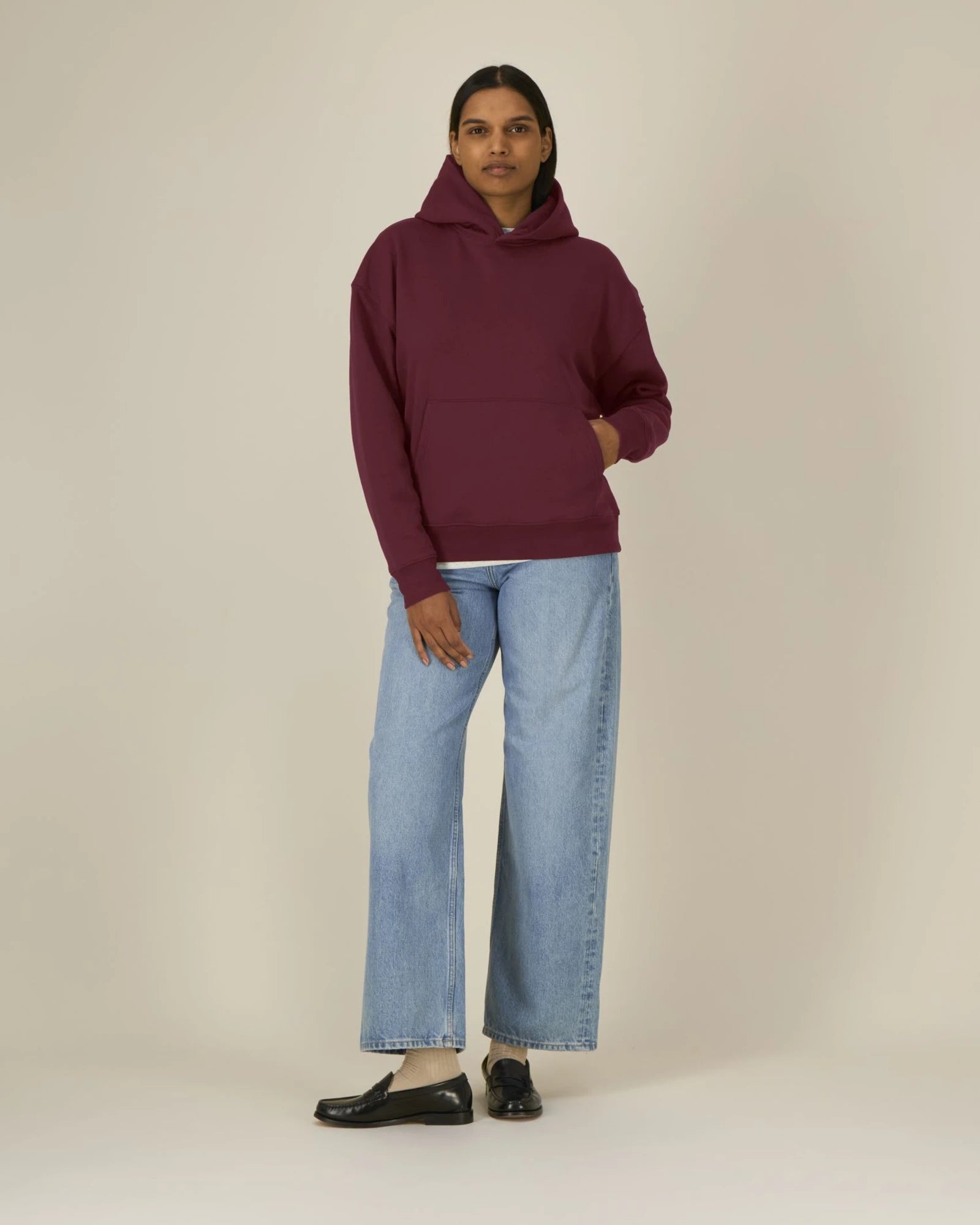 Bluza z kapturem unisex z bawełny organicznej Stanley/Stella z nadrukiem - Bordowy