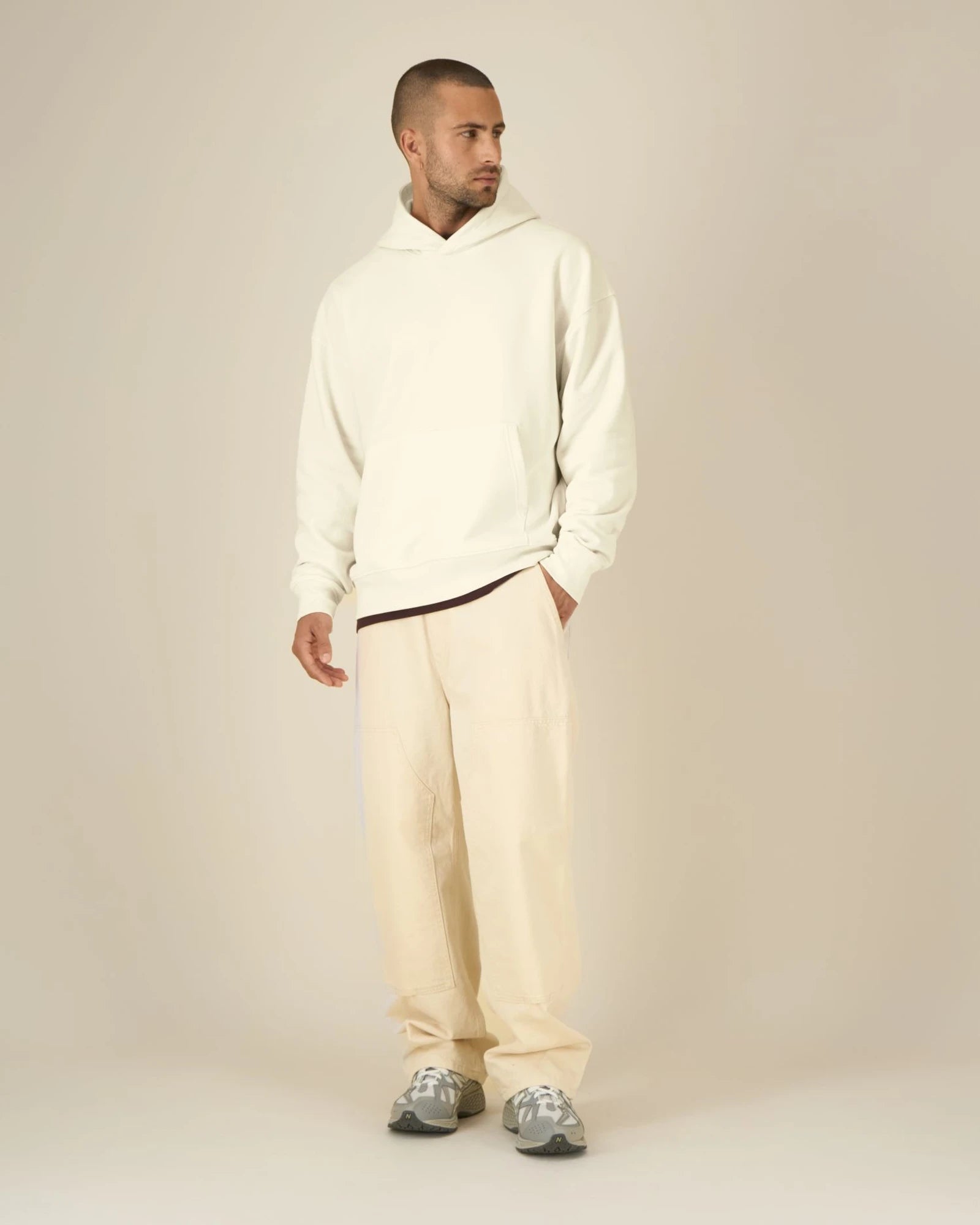 Bluza z kapturem unisex z bawełny organicznej Stanley/Stella z nadrukiem - Kremowy