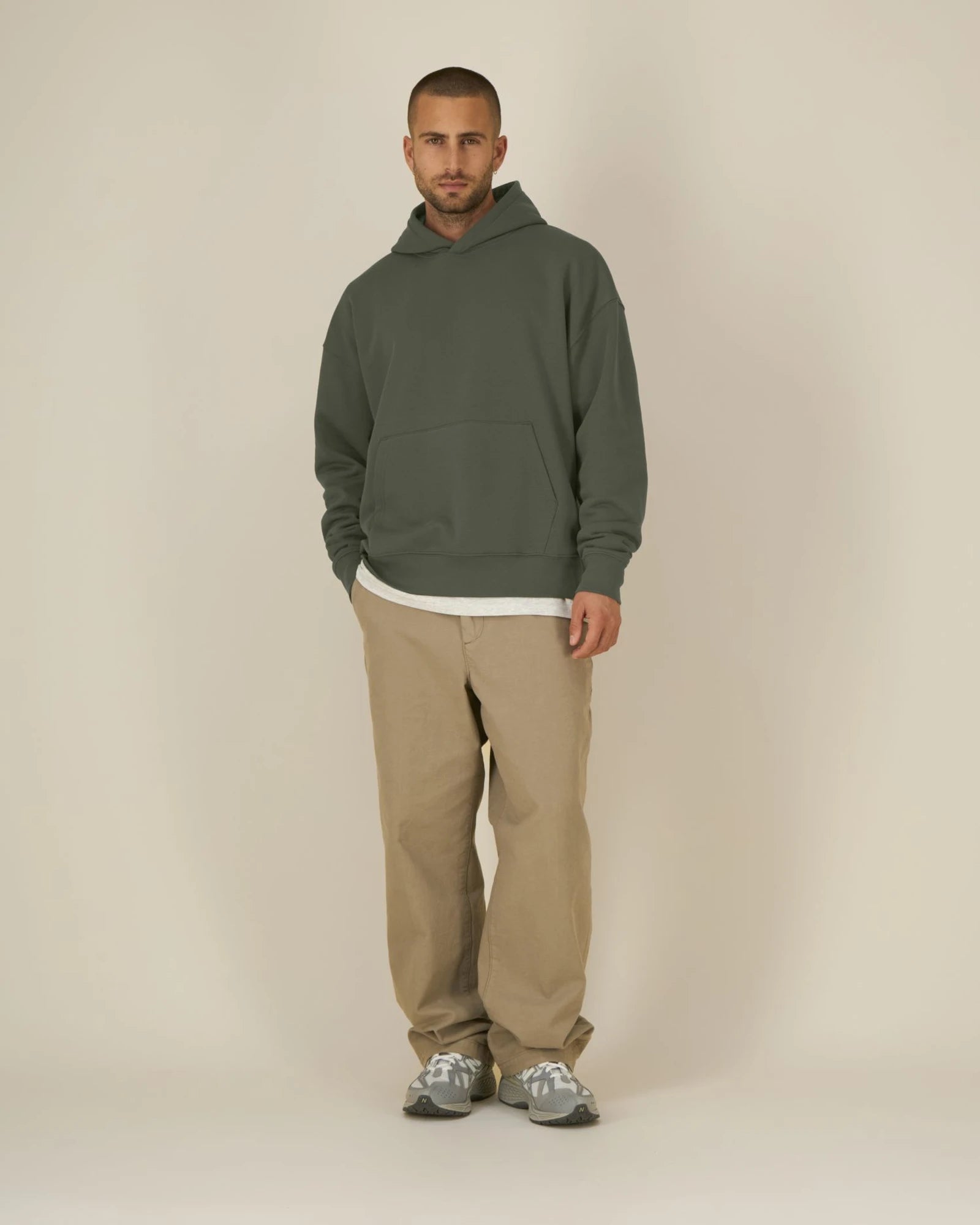Bluza z kapturem unisex z bawełny organicznej Stanley/Stella z nadrukiem - Khaki