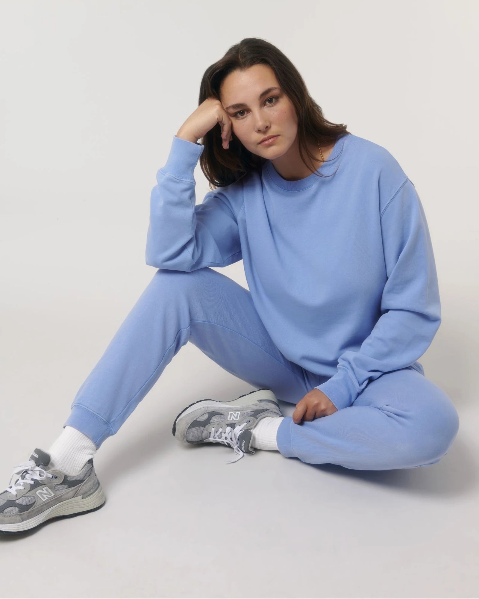 Bluza unisex z bawełny organicznej Stanley/Stella Matcher z nadrukiem - Farbowany błękit basenowy