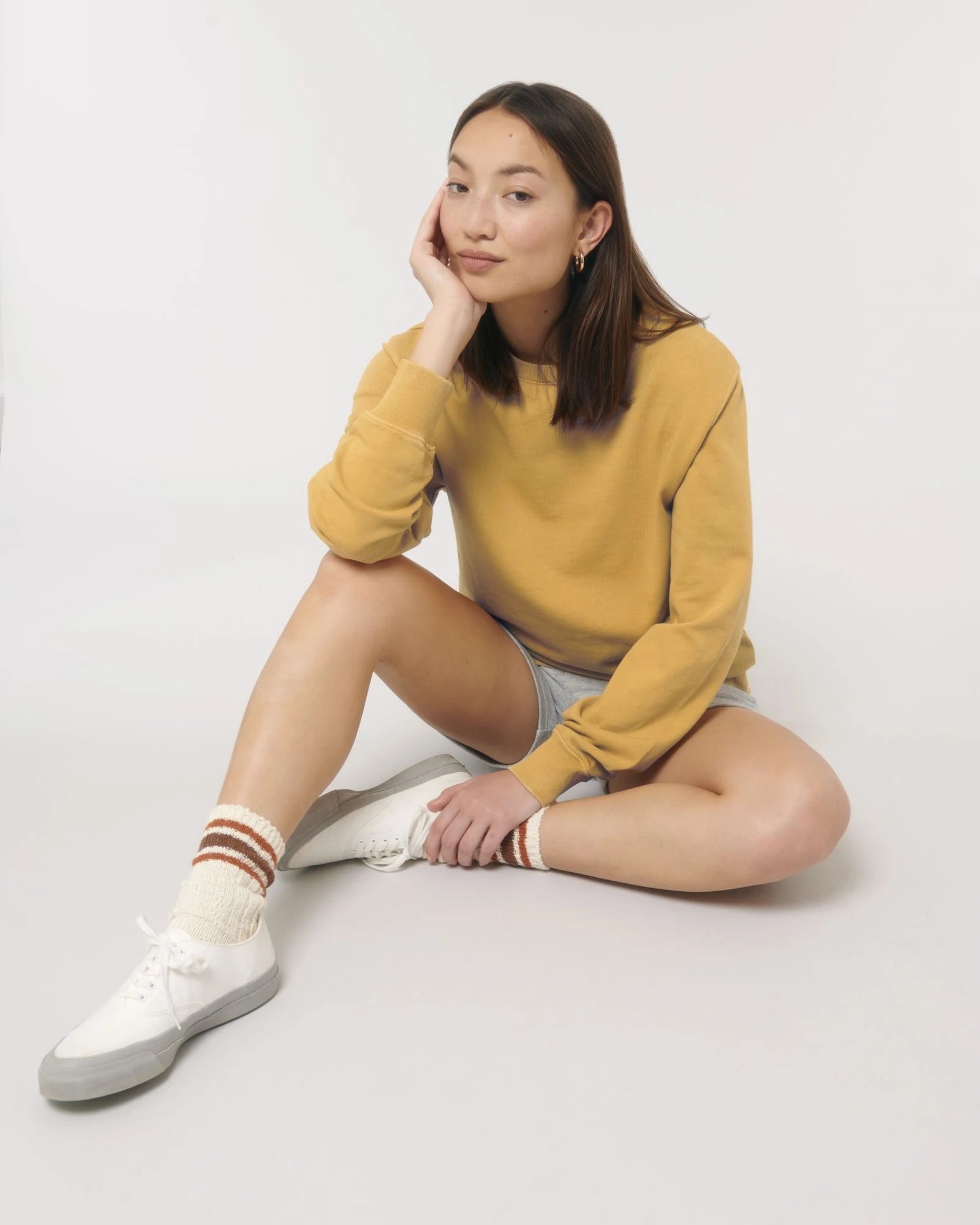 Bluza unisex z bawełny organicznej Stanley/Stella Matcher z nadrukiem - Farbowany złocisty ochra