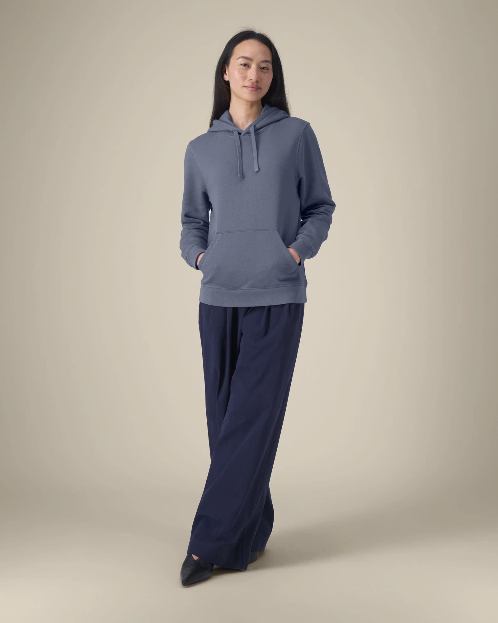 Bluza z kapturem unisex z bawełny organicznej Stanley/Stella Drummer z nadrukiem - Niebieskoszary
