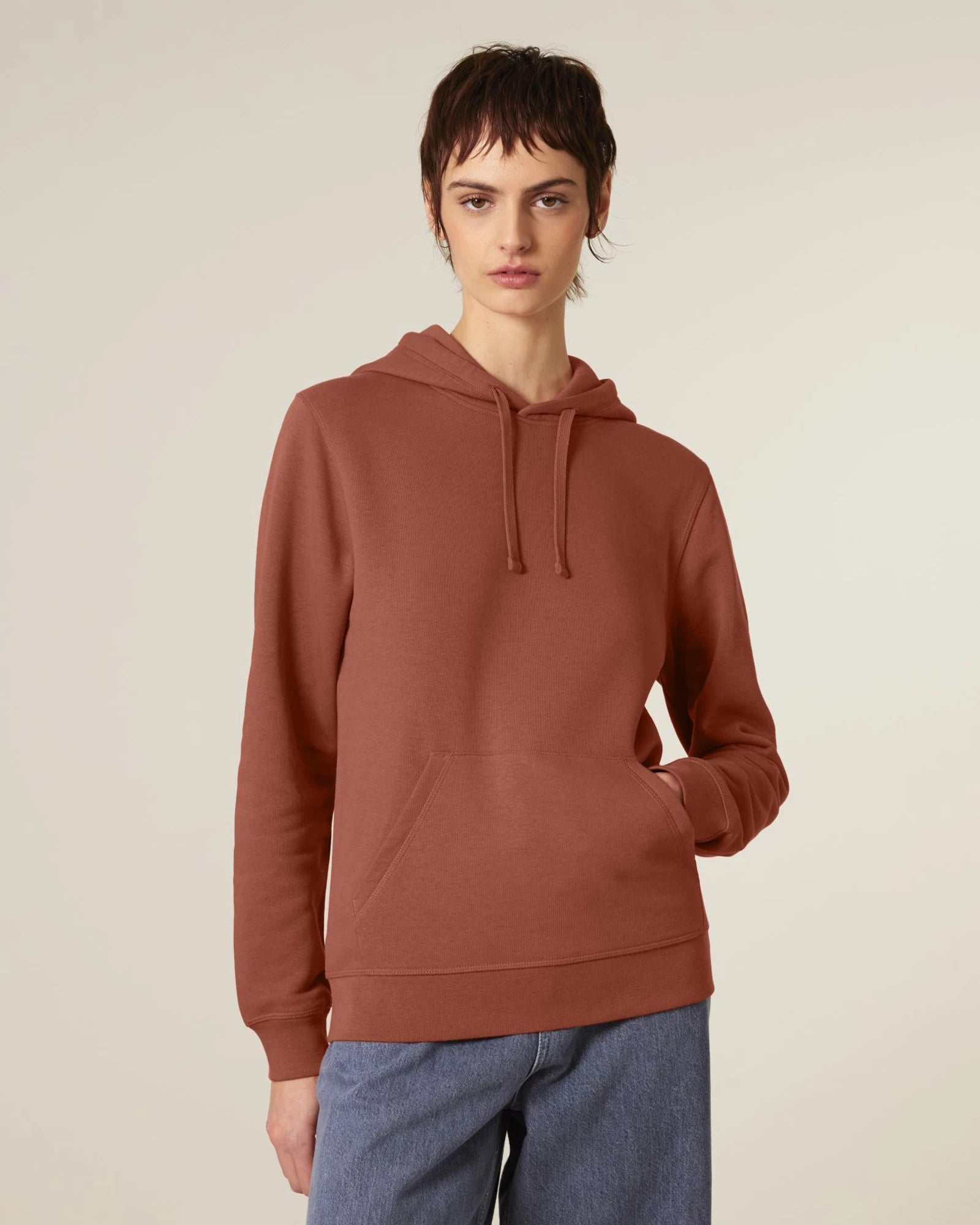 Bluza z kapturem unisex z bawełny organicznej Stanley/Stella Drummer z nadrukiem - Klasyczny brąz