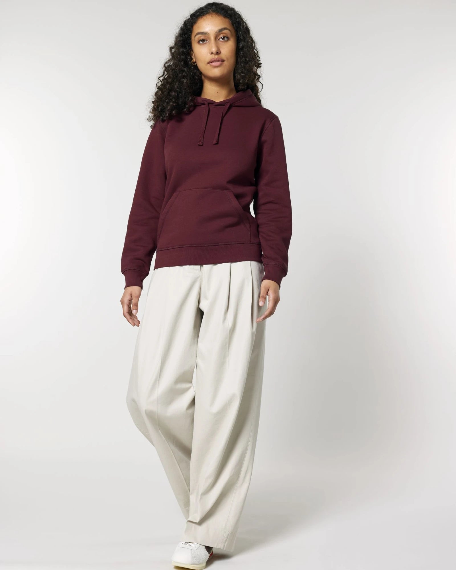 Bluza z kapturem unisex z bawełny organicznej Stanley/Stella Drummer z nadrukiem - Burgundowy