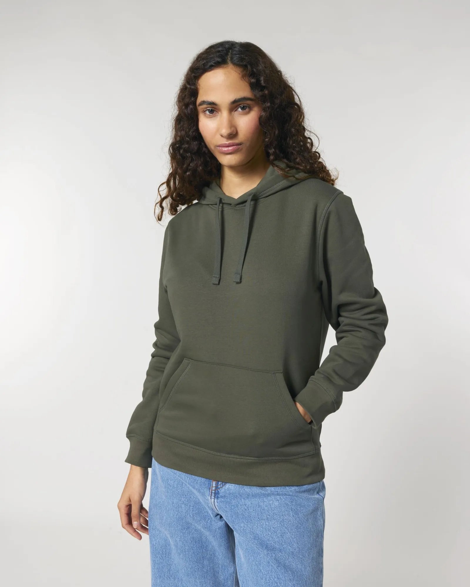 Bluza z kapturem unisex z bawełny organicznej Stanley/Stella Drummer z nadrukiem - Khaki