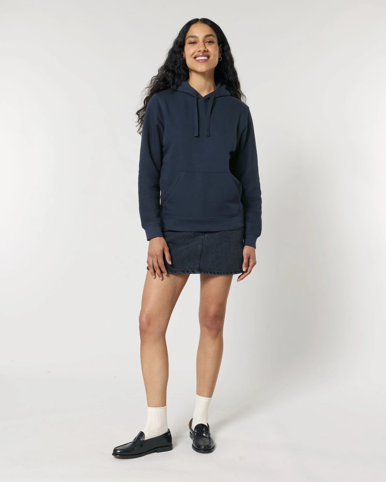 Bluza z kapturem unisex z bawełny organicznej Stanley/Stella Drummer z nadrukiem - Francuski granat