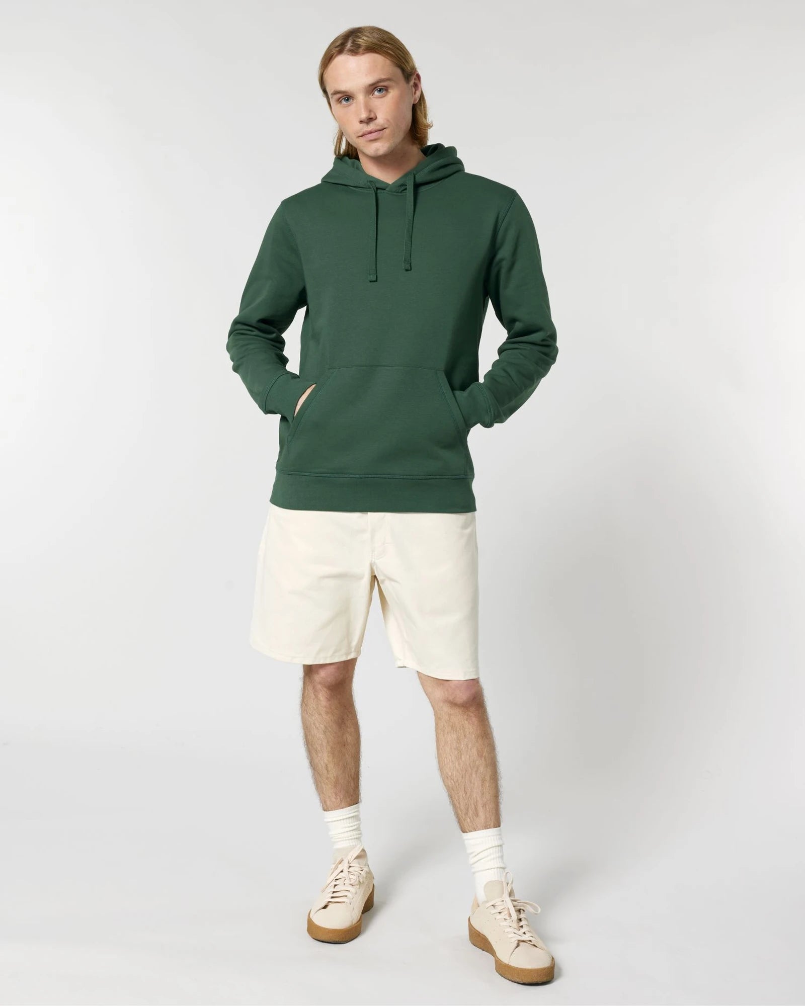 Bluza z kapturem unisex z bawełny organicznej Stanley/Stella Drummer z nadrukiem - Butelkowa zieleń
