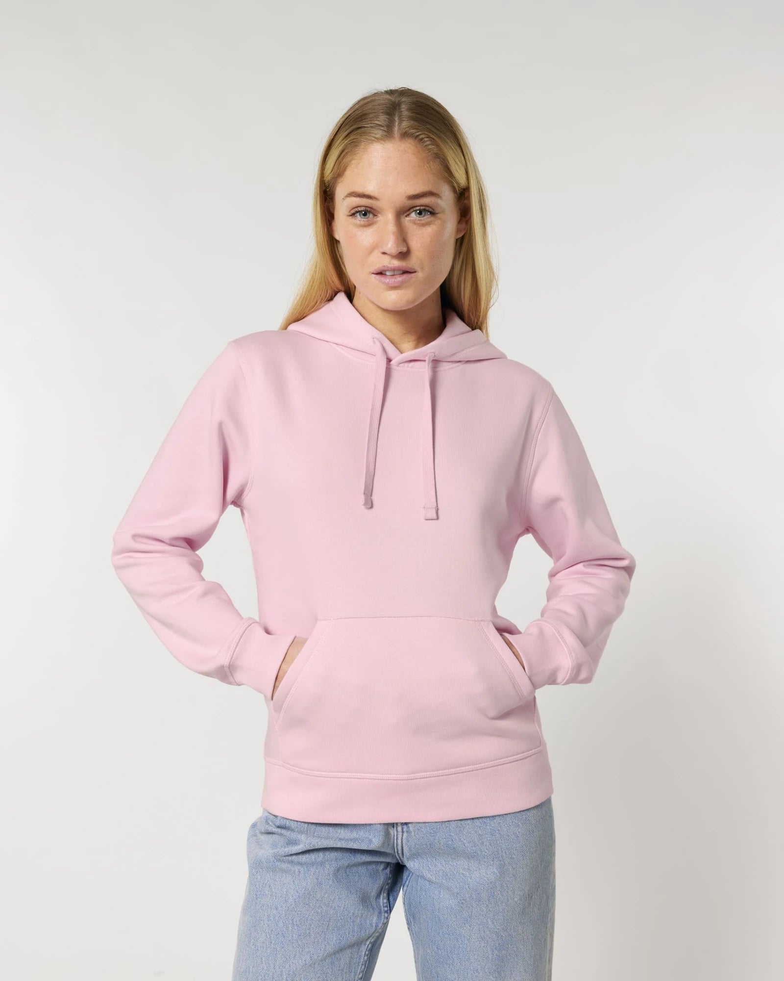 Bluza z kapturem unisex z bawełny organicznej Stanley/Stella Drummer z nadrukiem - Bawełniany róż