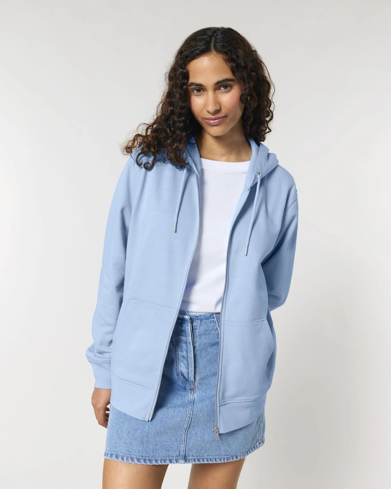 Bluza z kapturem rozpinana z bawełny organicznej Cultivator 2.0 z nadrukiem - Blue Soul