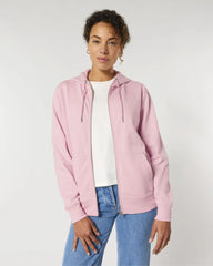 Bluza z kapturem rozpinana z bawełny organicznej Cultivator 2.0 z nadrukiem - Bawełniany róż