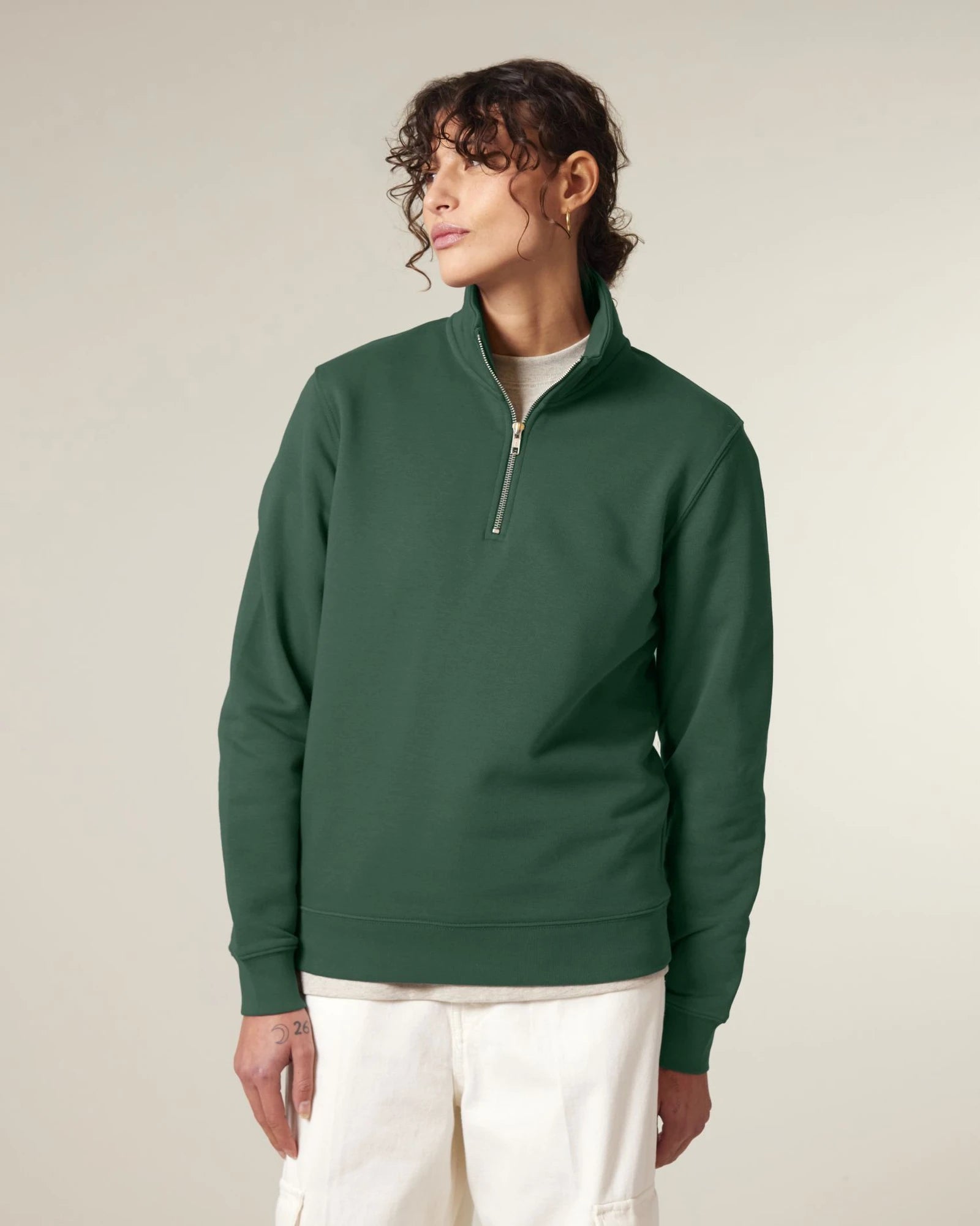 Bluza unisex z bawełny organicznej Stanley/Stella Trucker 2.0 z nadrukiem - Butelkowa zieleń