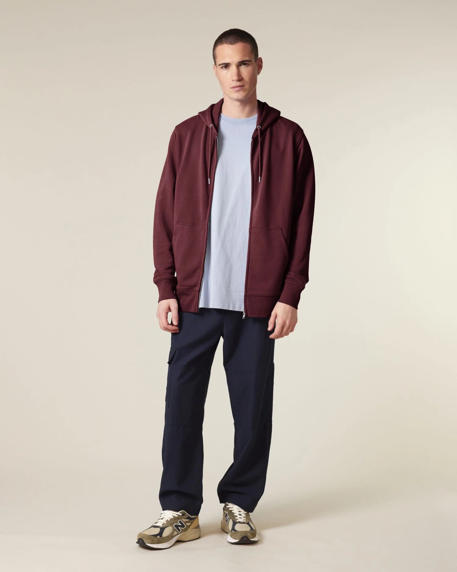 Rozpinana bluza z kapturem z bawełny organicznej Stanley/Stella 2.0 z nadrukiem - Bordowy