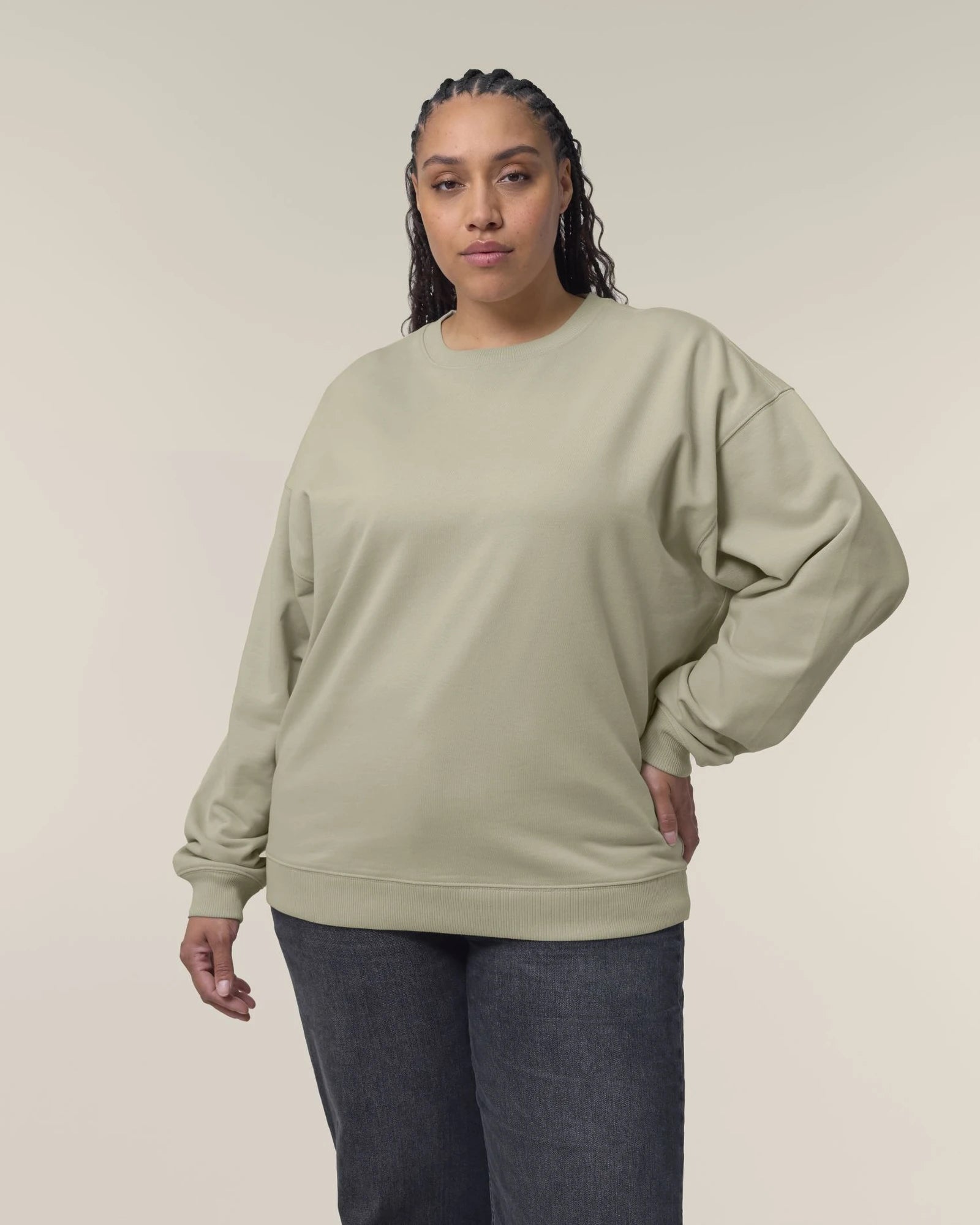 Bluza unisex oversize z bawełny organicznej Stanley/Stella Radder 2.0 z nadrukiem - Kamienny