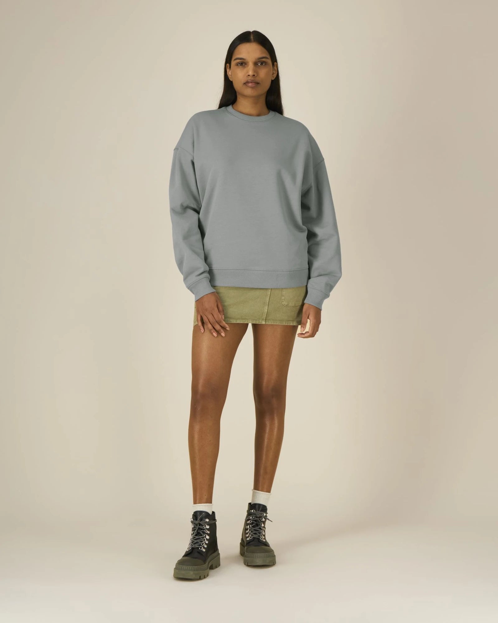 Bluza unisex oversize z bawełny organicznej Stanley/Stella Radder 2.0 z nadrukiem - Mglisty szary