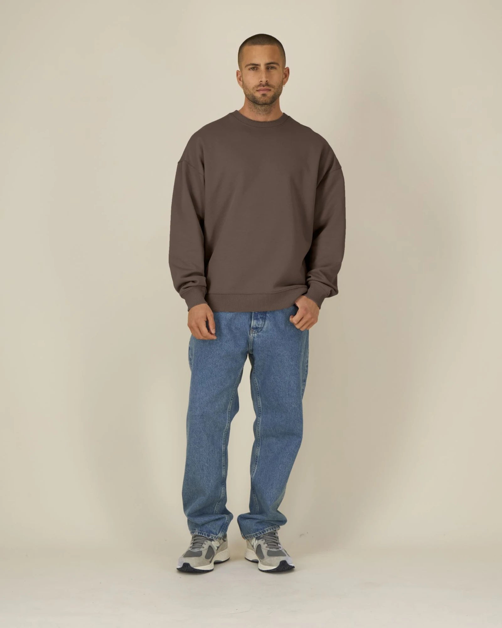 Bluza unisex oversize z bawełny organicznej Stanley/Stella Radder 2.0 z nadrukiem - Mokka