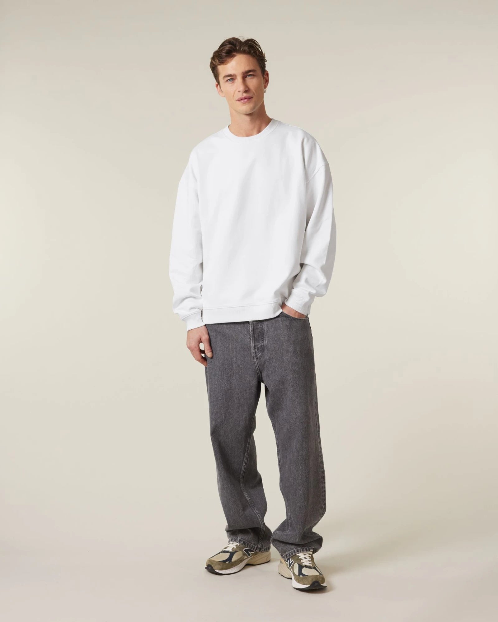 Bluza unisex oversize z bawełny organicznej Stanley/Stella Radder 2.0 z nadrukiem - Biały