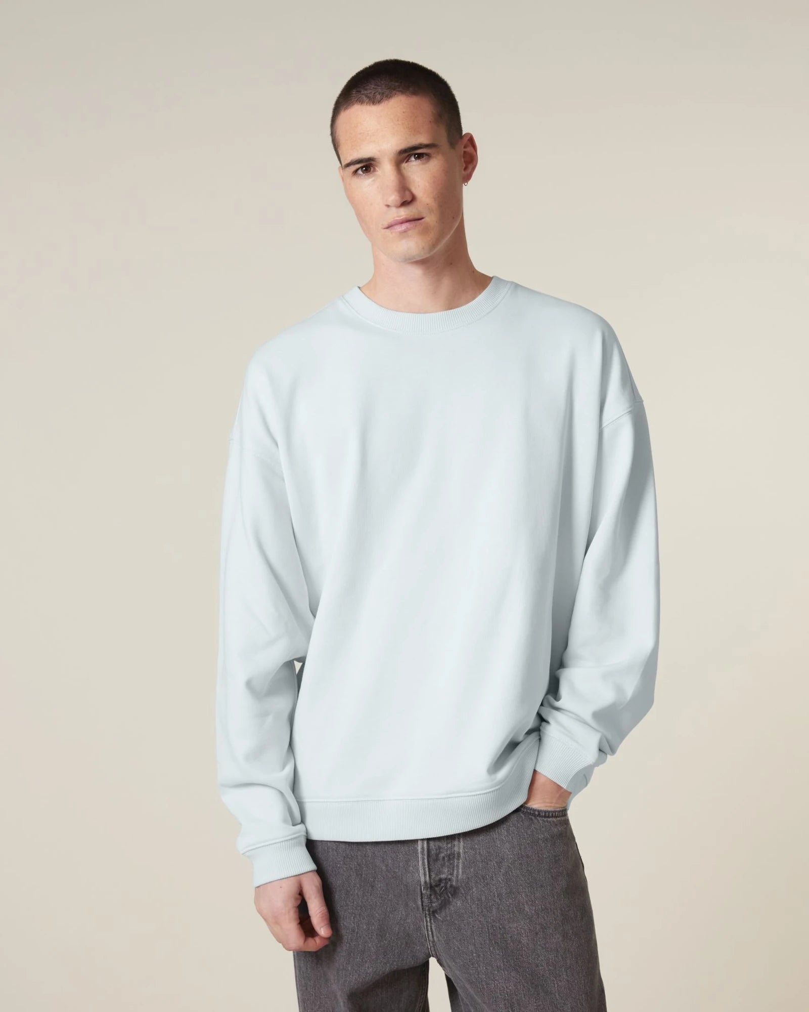 Bluza unisex oversize z bawełny organicznej Stanley/Stella Radder 2.0 z nadrukiem - Lodowy niebieski