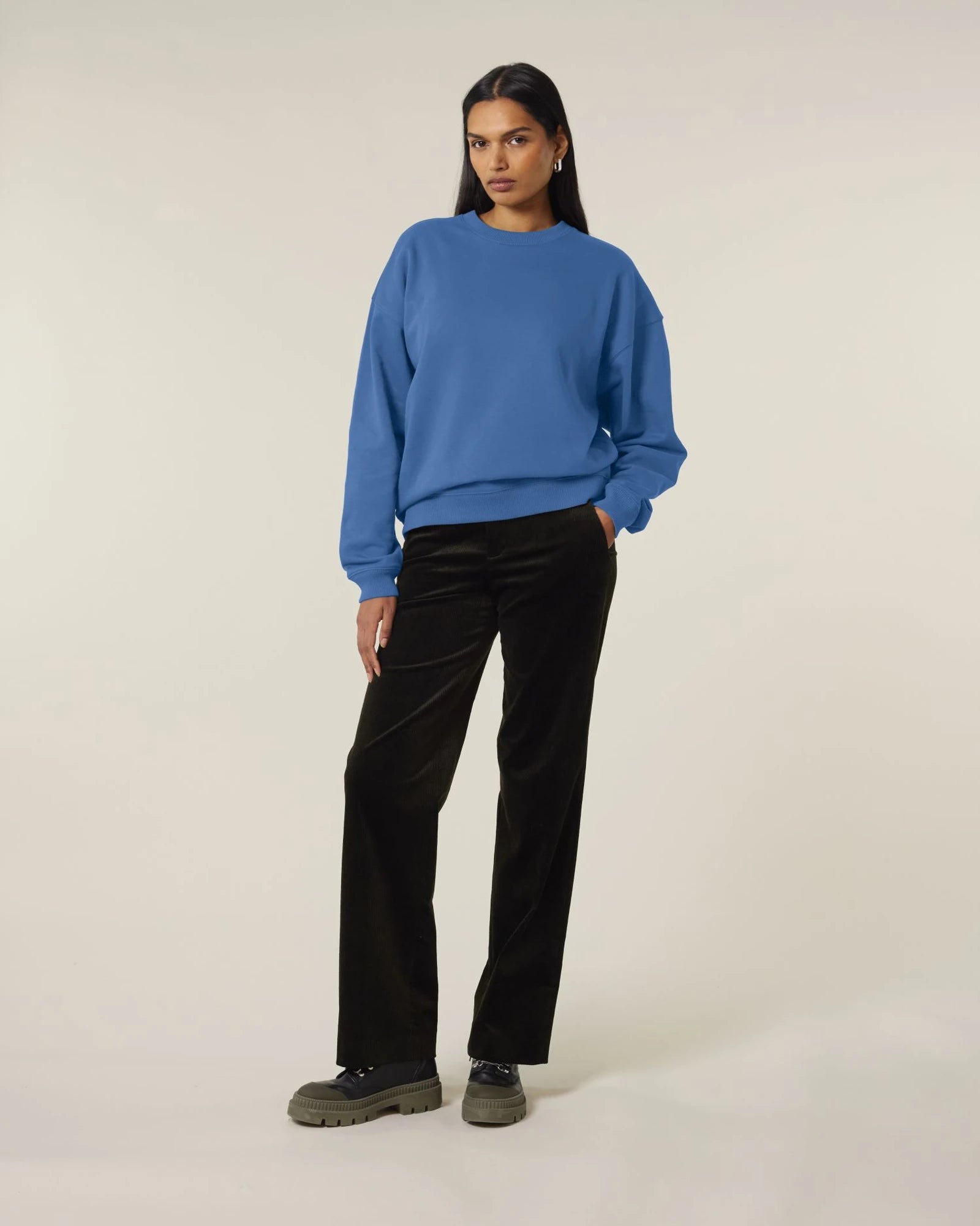 Bluza unisex oversize z bawełny organicznej Stanley/Stella Radder 2.0 z nadrukiem - Stonowany niebieski