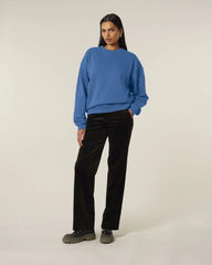 Bluza unisex oversize z bawełny organicznej Stanley/Stella Radder 2.0 z nadrukiem - Stonowany niebieski