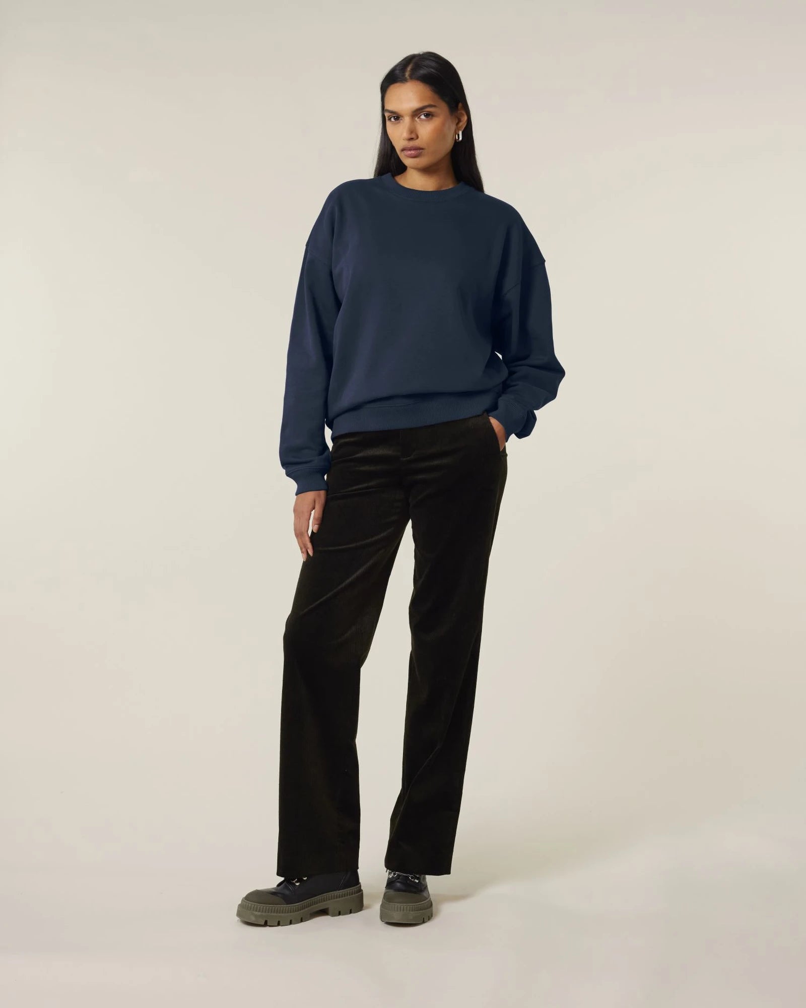 Bluza unisex oversize z bawełny organicznej Stanley/Stella Radder 2.0 z nadrukiem - Granatowy