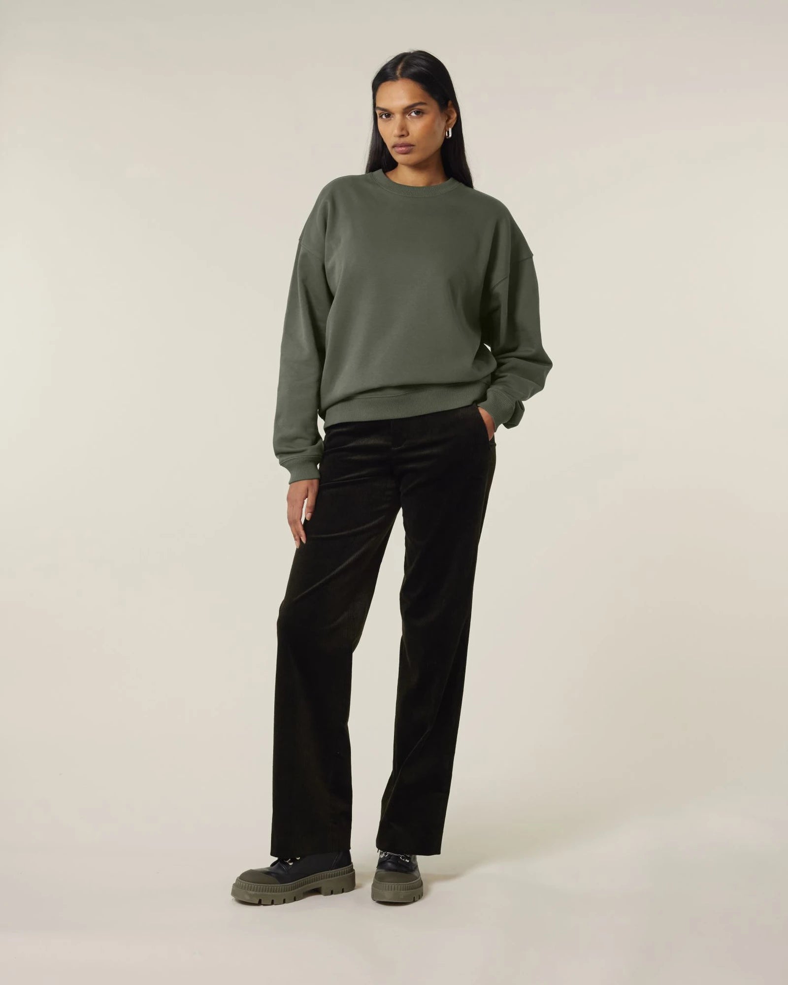 Bluza unisex oversize z bawełny organicznej Stanley/Stella Radder 2.0 z nadrukiem - Khaki