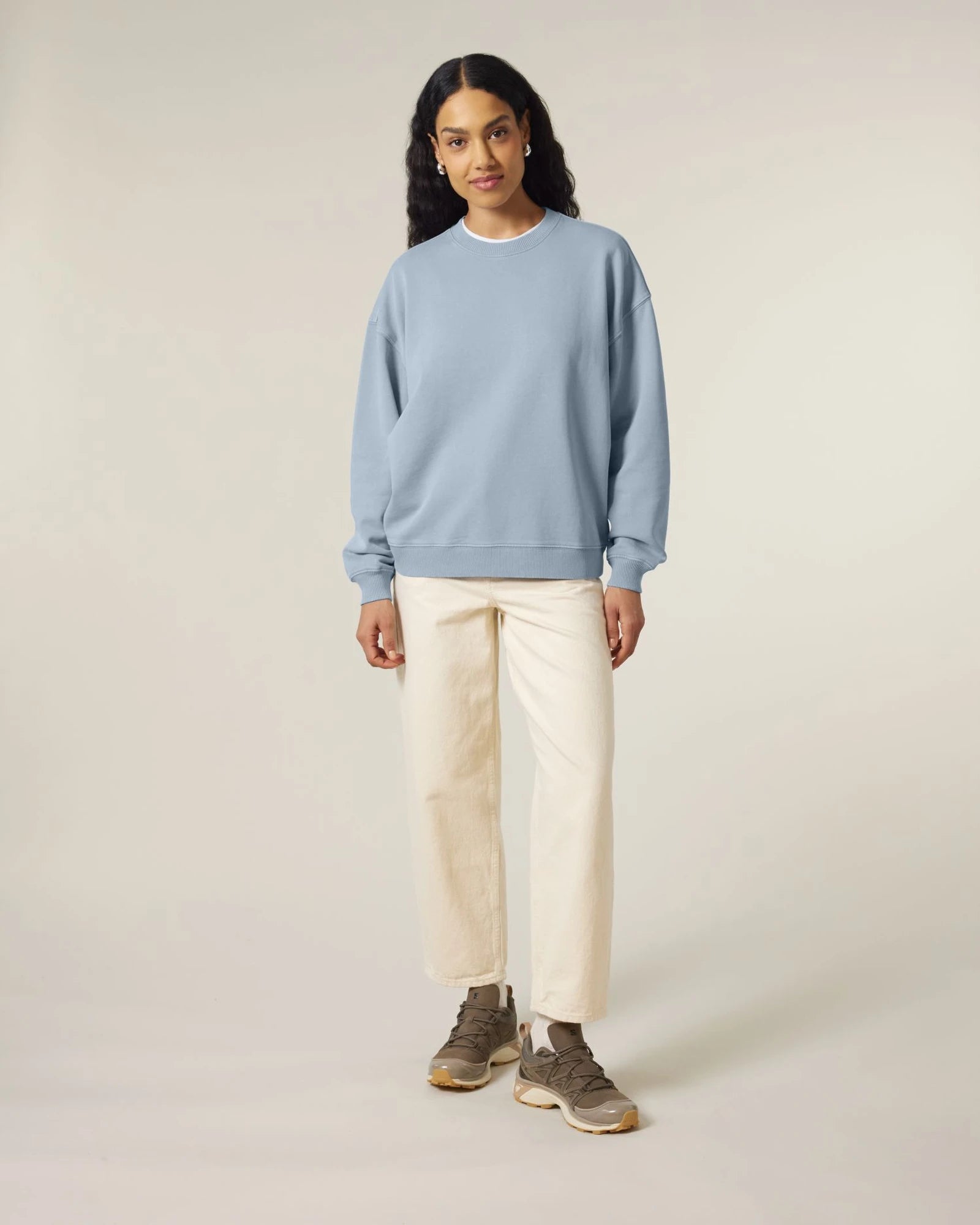 Bluza z okrągłym dekoltem z bawełny organicznej Stanley/Stella Radder 2.0 z nadrukiem - Szaroniebieski