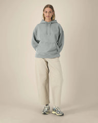 Bluza z kapturem oversize z bawełny organicznej Stanley/Stella Slammer z nadrukiem - Misty Grey barwiony garbnikami roślinnymi