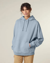 Bluza z kapturem oversize z bawełny organicznej Stanley/Stella Slammer z nadrukiem - G. Dyed Blue Stone