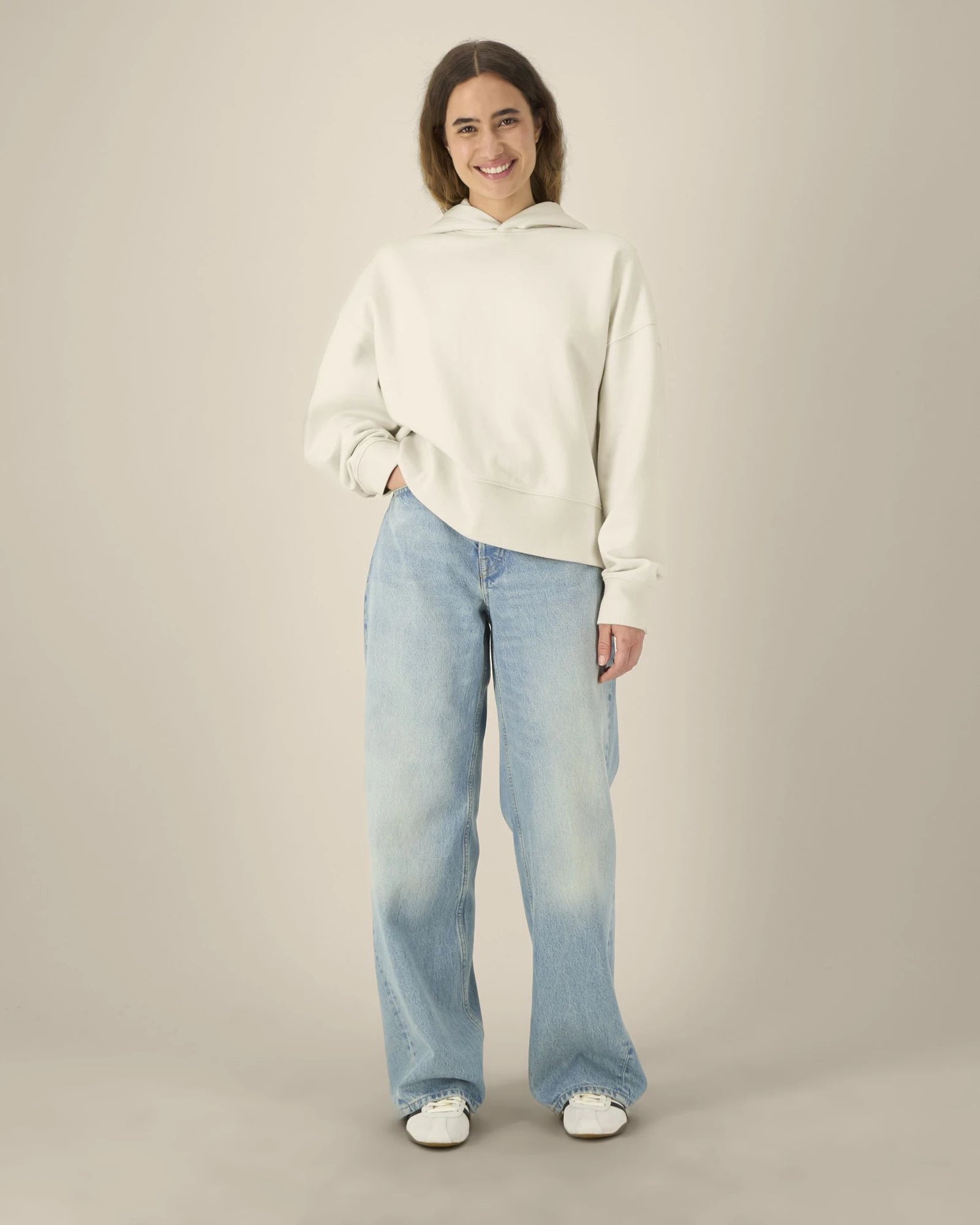 Bluza z kapturem unisex z bawełny z recyklingu Stanley/Stella z nadrukiem - Naturalny surowy