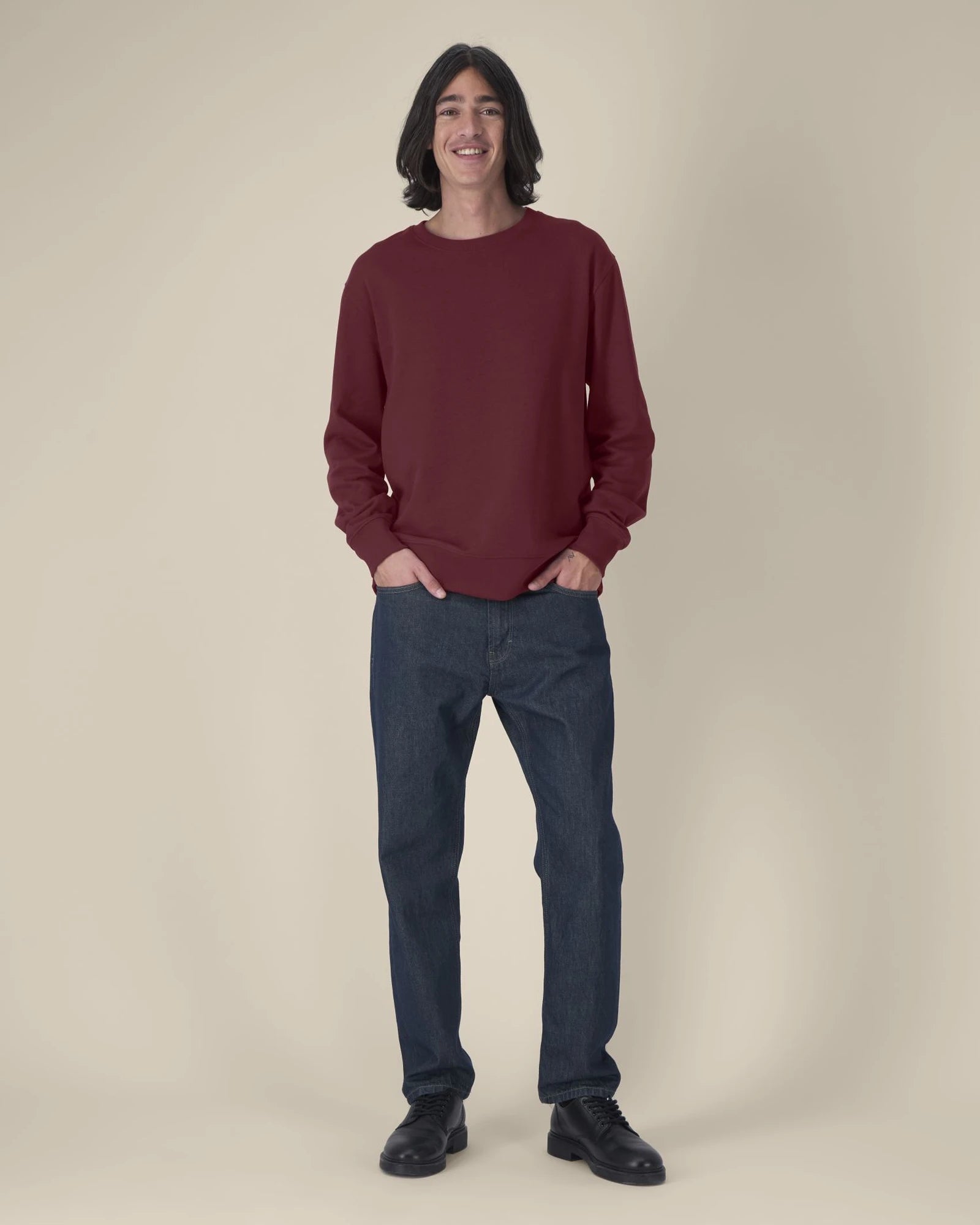 Bluza unisex z bawełny z recyklingu Stanley/Stella z nadrukiem - Bordowy