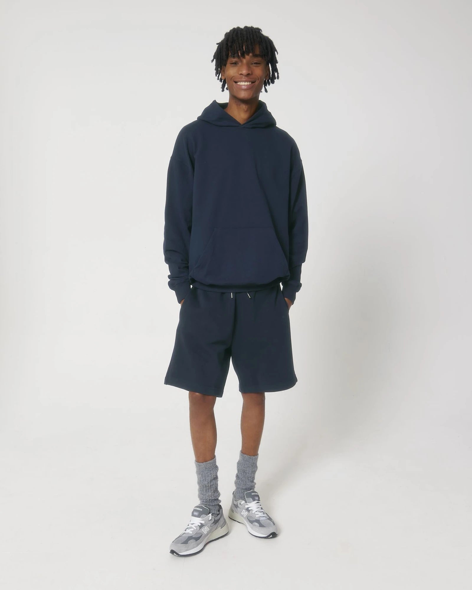 Bluza z kapturem unisex z bawełny organicznej Stanley/Stella Cooper z nadrukiem - Granatowy