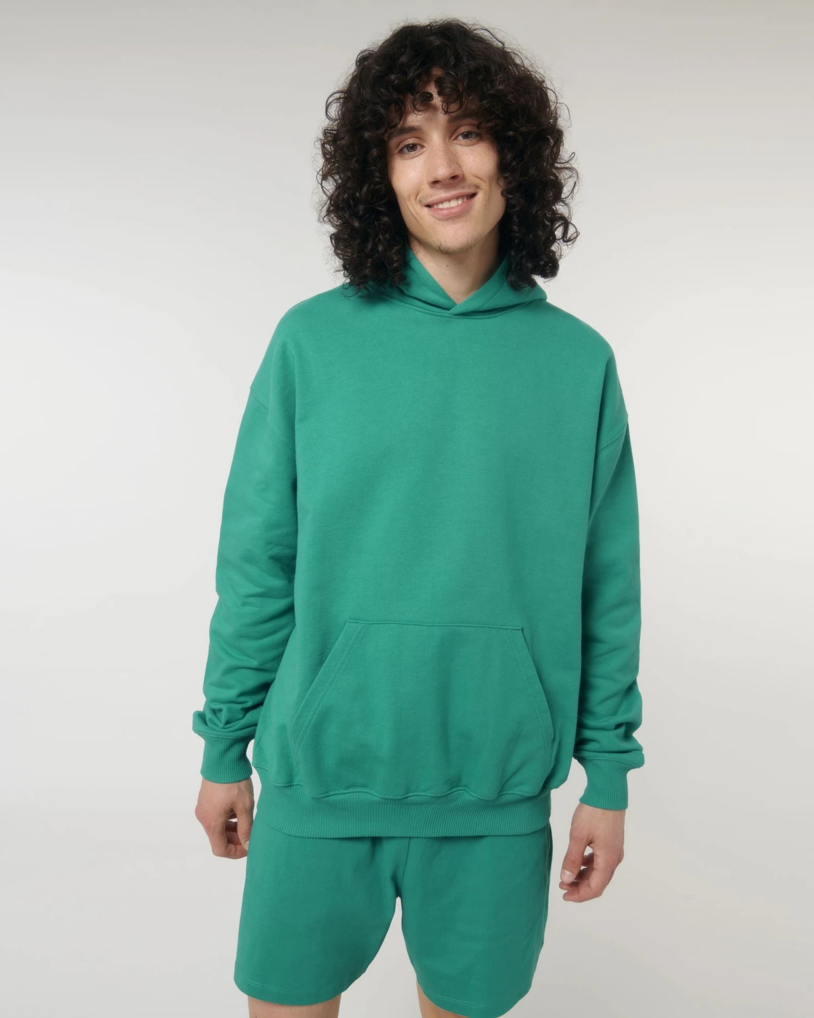 Bluza z kapturem unisex z bawełny organicznej Stanley/Stella Cooper z nadrukiem - Zielony ekologiczny