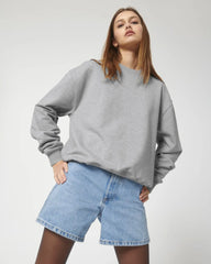 Bluza z okrągłym dekoltem z bawełny organicznej Stanley/Stella Ledger z nadrukiem - Szary melanż