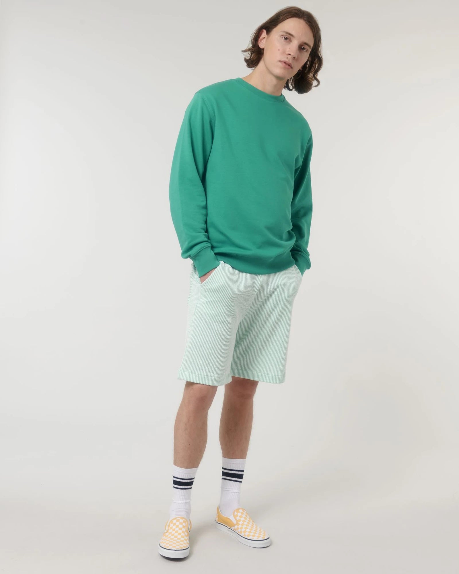 Bluza unisex z bawełny organicznej Stanley/Stella Matcher z nadrukiem - Zielony ekologiczny