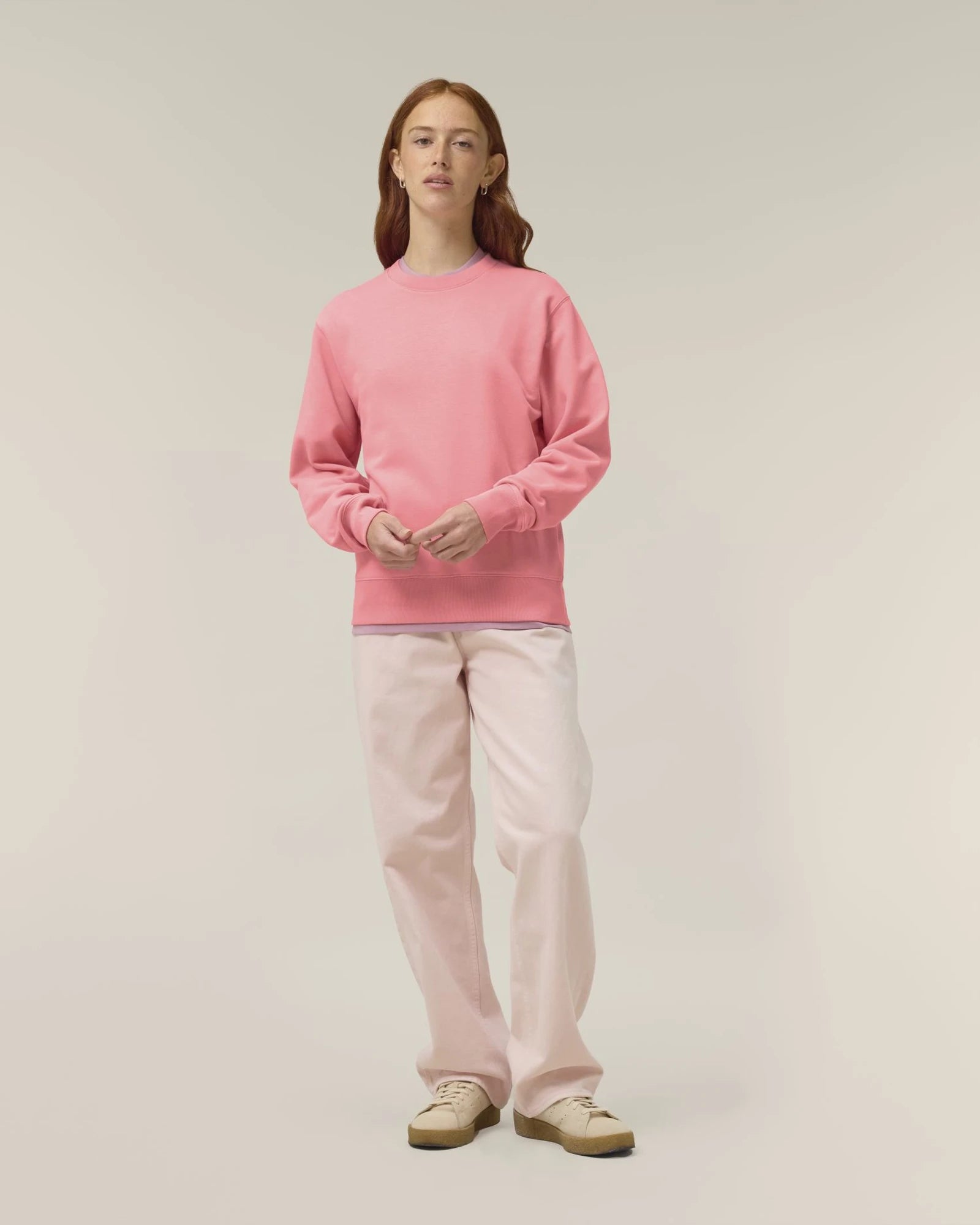 Bluza unisex z bawełny organicznej Stanley/Stella Matcher z nadrukiem - Radosny róż