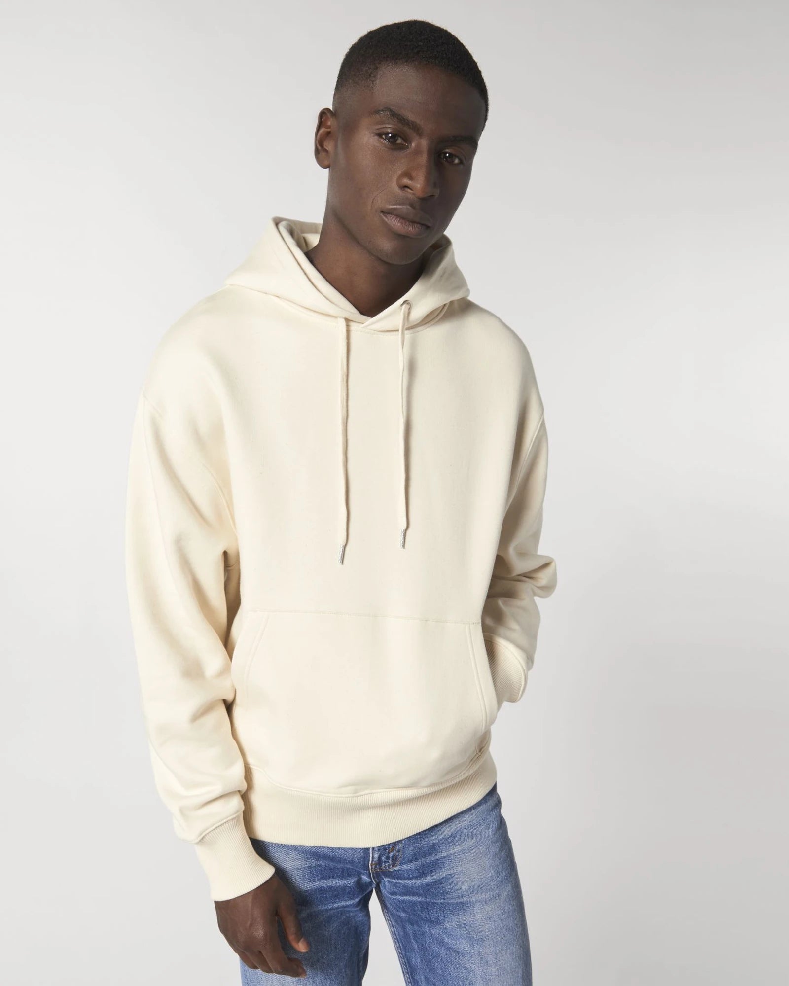 Bluza z kapturem unisex z bawełny organicznej Slammer z nadrukiem - Naturalny surowy