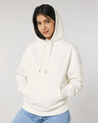 Bluza z kapturem unisex z bawełny organicznej Slammer z nadrukiem - Złamana biel
