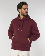 Bluza z kapturem unisex z bawełny organicznej Slammer z nadrukiem - Bordowy