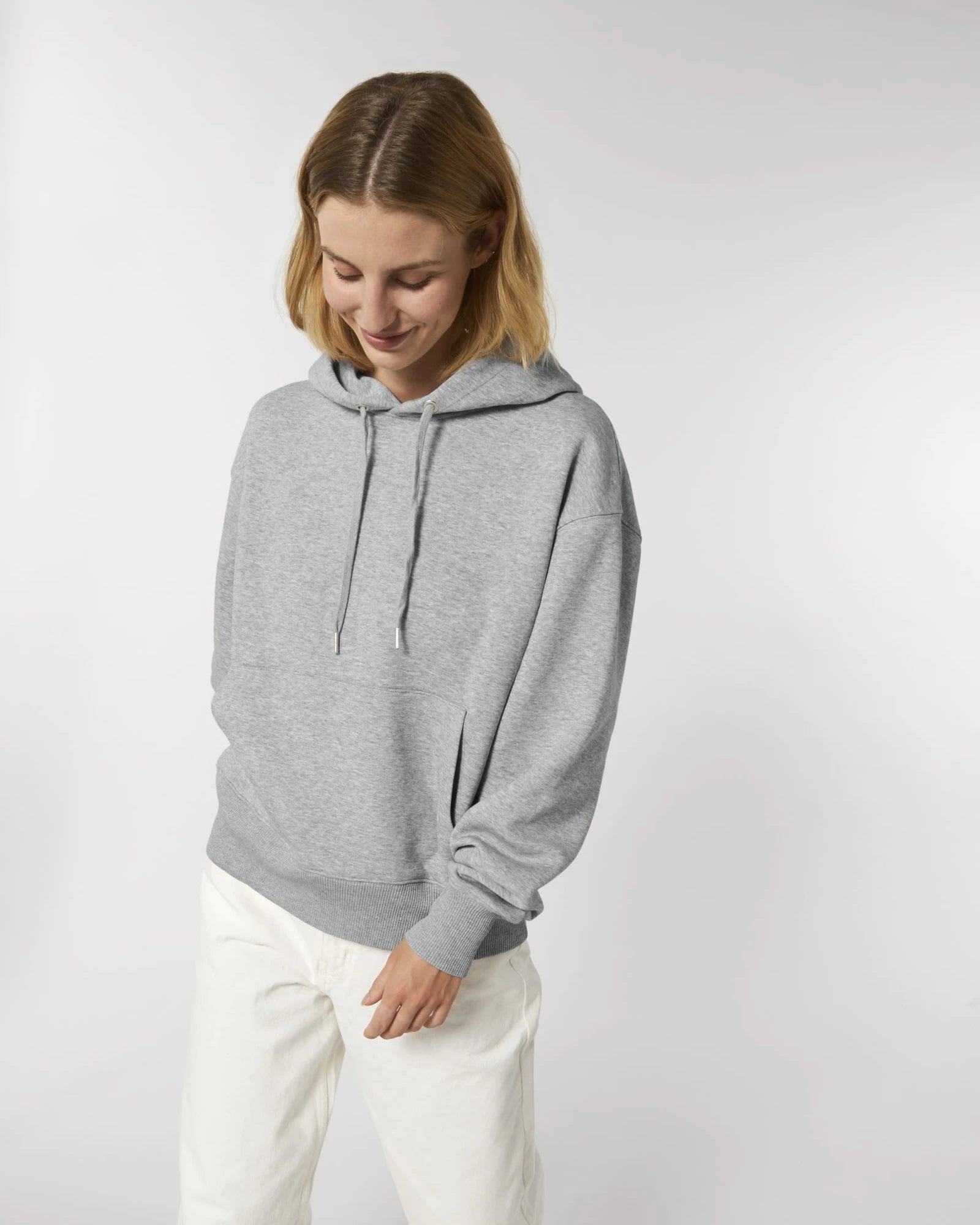 Bluza z kapturem unisex z bawełny organicznej Slammer z nadrukiem - Szary melanż
