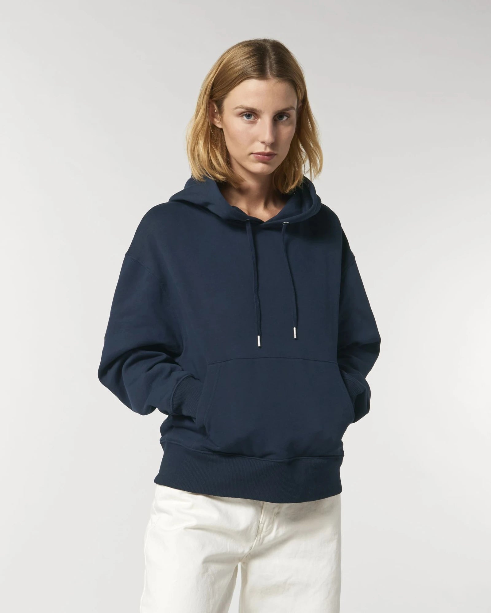 Bluza z kapturem unisex z bawełny organicznej Slammer z nadrukiem - Granatowy