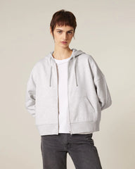 Bluza z kapturem rozpinana z bawełny organicznej Stanley/Stella Ida z nadrukiem - Chłodny szary melanż