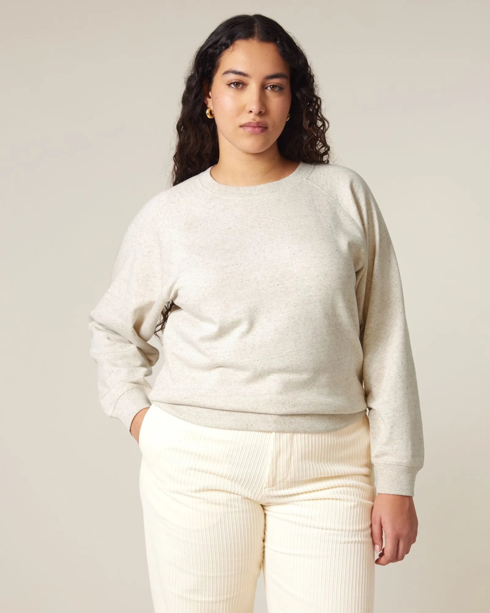 Bluza z okrągłym dekoltem z bawełny organicznej Stella Clara z nadrukiem - Eco melanż