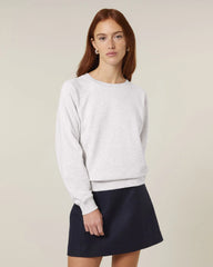 Bluza z okrągłym dekoltem z bawełny organicznej Stella Clara z nadrukiem - Chłodny szary melanż