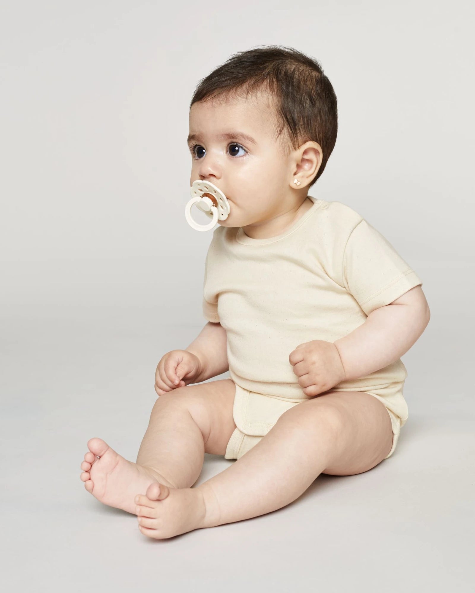 Body niemowlęce z krótkim rękawem z bawełny organicznej Stanley/Stella z nadrukiem - Naturalny surowy