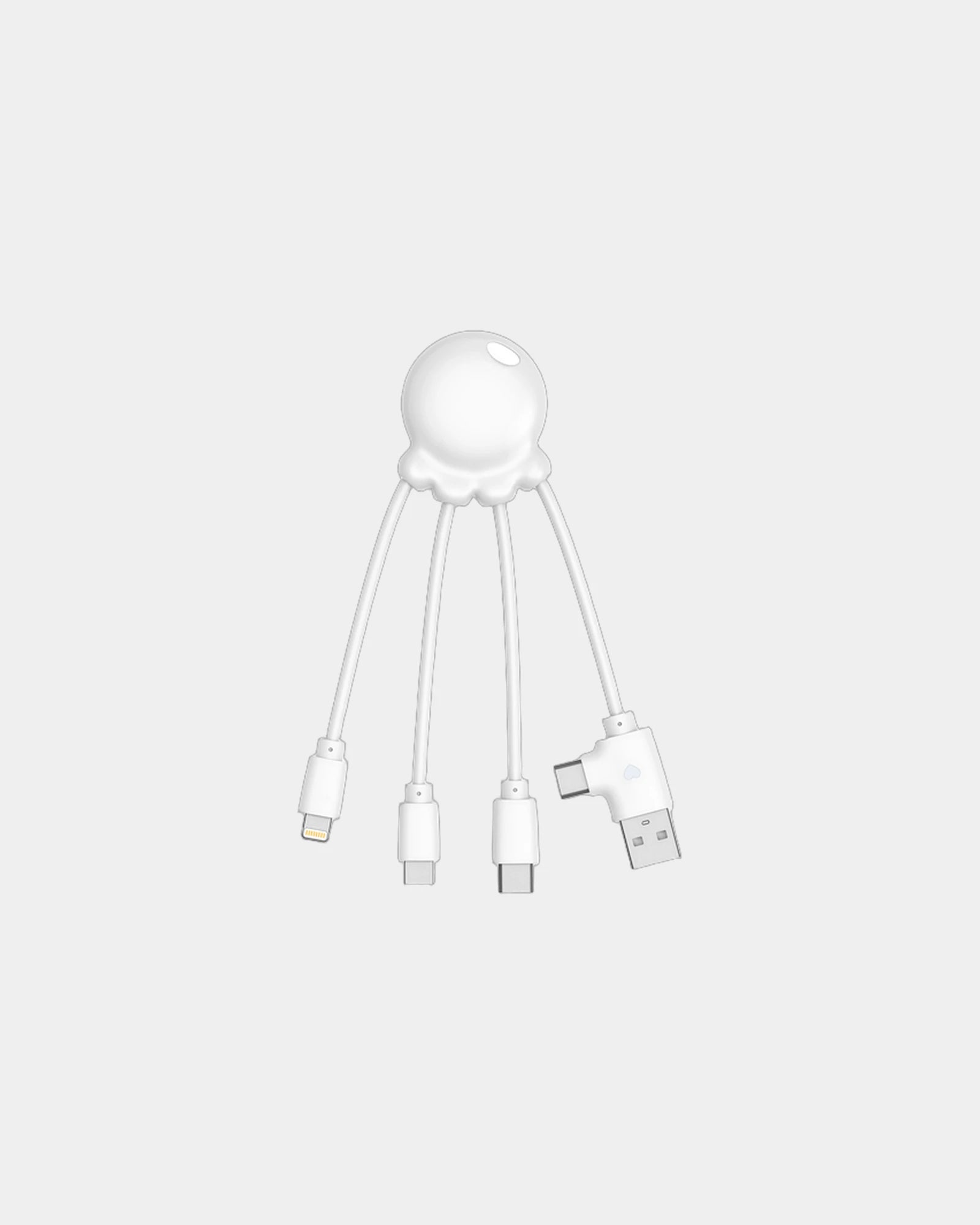 Kabel do ładowania z plastiku z recyklingu Octopus OBP z nadrukiem - Biały